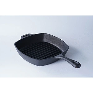 Classic pattern household restaurant universal cookware black square cast-iron preseasoned skillet frying pan with one handles