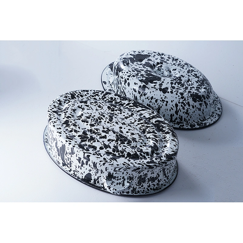 High quality cheap price OEM ODM special spot pattern carbon steel enamel chicken roaster pan for cooking