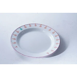 Hot sale OEM ODM multiple sizes custom design coloured carbon steel metal enamel serving dish vintage plates set