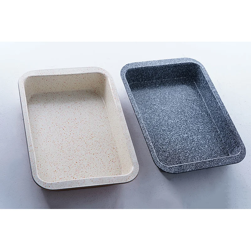 Hot sale kitchen modern bakeware grey gold rectangular carbon steel non stick coating ovenware oven baking tray