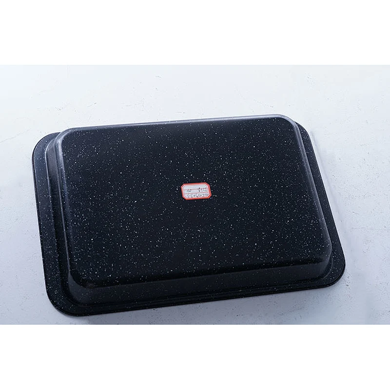 Hot sale good quality black shallow bottom universal carbon steel non-stick bakewares oven safe bake tray