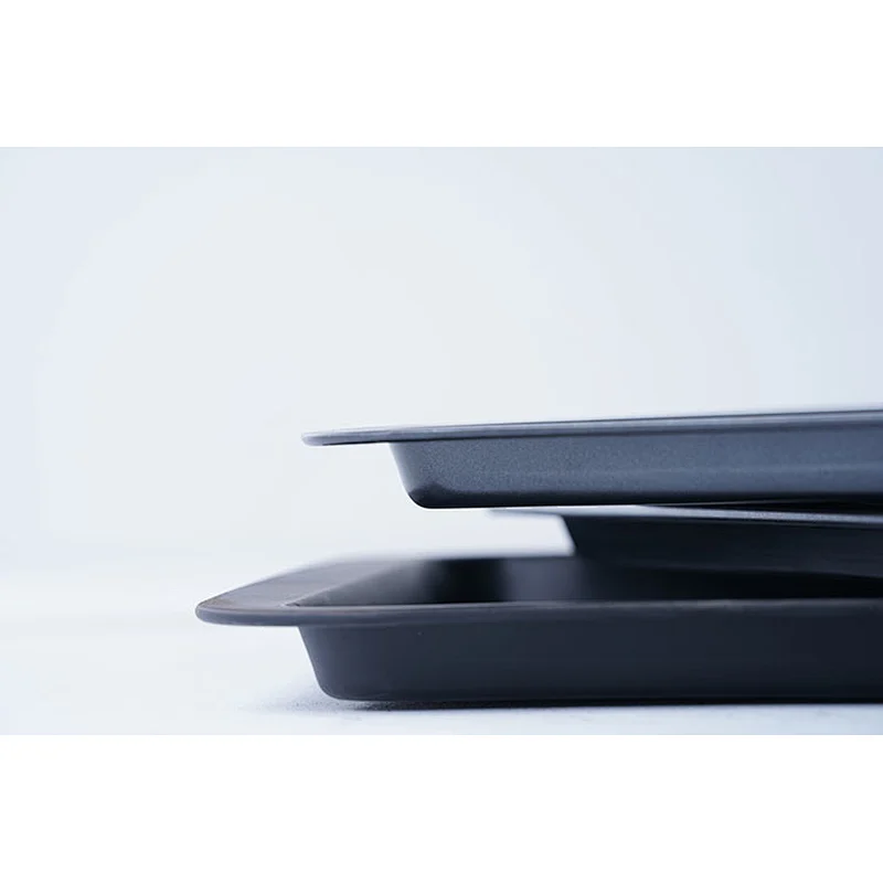 Accept custom logo multiple sizes black rectangular universal carbon steel bakeware set nonstick baking trays oven pan