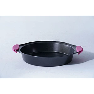 OEM ODM household small round hot carbon steel non stick coating cake tool baking mold pan with two side handles