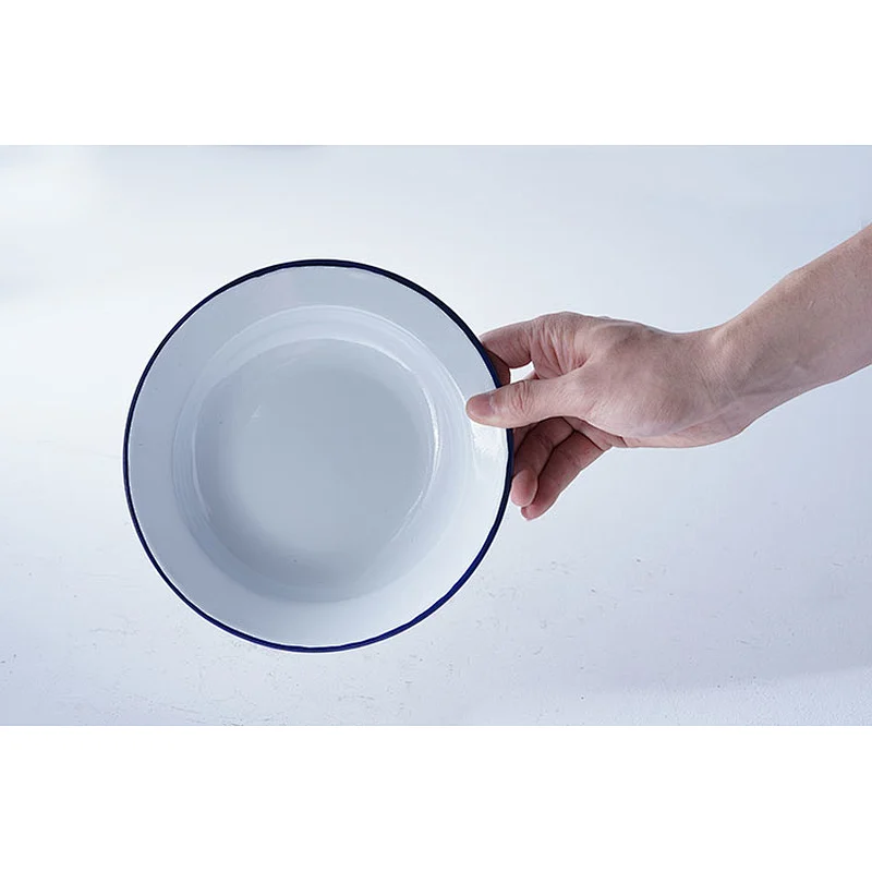 Hot sale OEM ODM multiple sizes custom design coloured carbon steel metal enamel serving dish vintage plates set