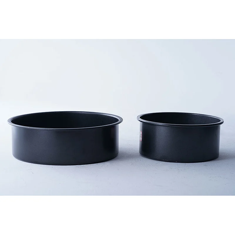 Wholesale professional bakery tools black round multiple sizes available heat resistant cake molds set for baking cakes