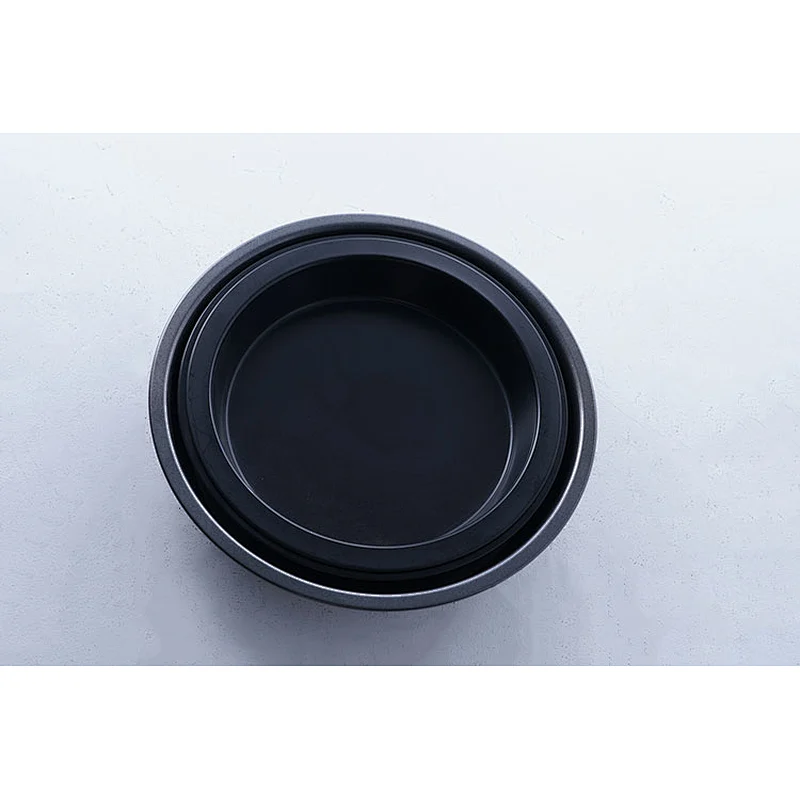 Hot sale commercial round black grey multiple sizes available carbon steel non stick coating pie baking tray oven set