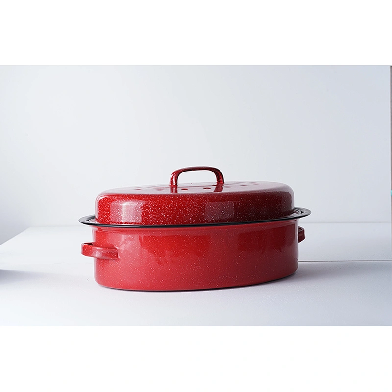 Wholesale OEM ODM professional colorful cookware carbon steel enamel self basting roaster cooking pots