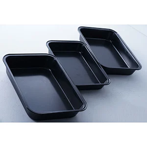 Wholesale black rectangular multiple sizes available carbon steel non stick coating bakeware nonstick pan cake tray baking set