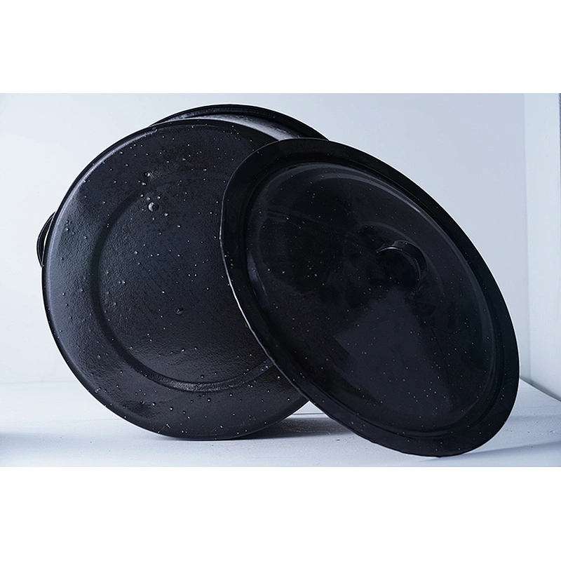 Wholesale amazon hot sale classic big capacity black round carbon steel enamel cookware cooking pot for restaurant