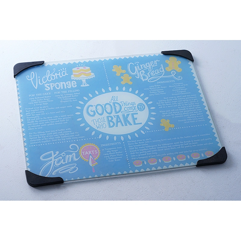 Kitchen tools rectangular letter printed personalized glass cutting board custom kitchen chopping blocks board