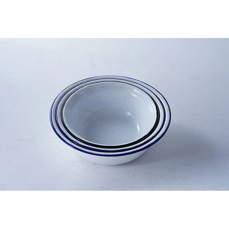 Good quality multiple sizes white classic design household carbon steel enamel storage bowl set