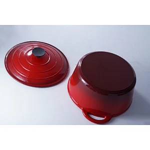 Professional cookware supplier wholesale classic red round cast iron enamel cooking hot soup pot with lid
