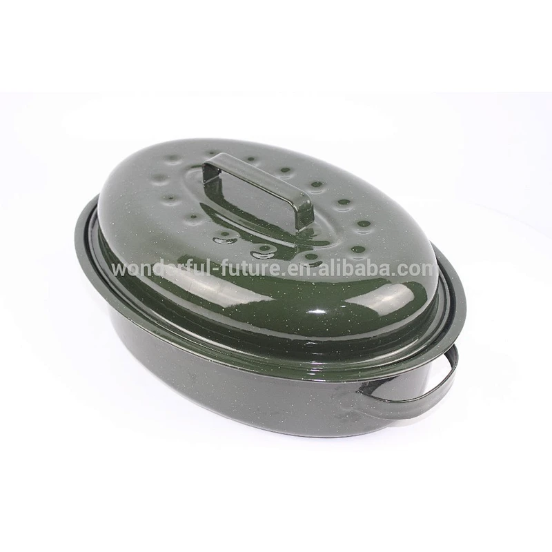 Enamel Coated Steel,roast Pan ,Enamel circle Roaster , self basting circle roaster,,Enamel Potato Pot