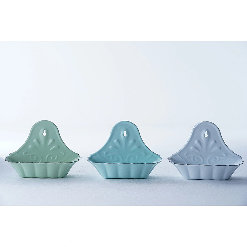 Professional patterned design multiple colors carbon steel enamel soap holder soap box soap dish with hanging function