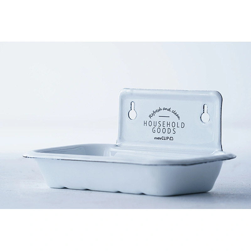 Wholesale OEM ODM good quality corrosion resistant white carbon steel enamel soap holder soap box soap dish