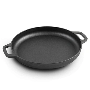 Wholesale professional universal household round black cast iron preseasoned fry pan non stick with two side handles