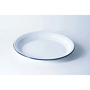 Accept custom logo big capacity classic household restaurant hotel round white carbon steel enamel plate dish