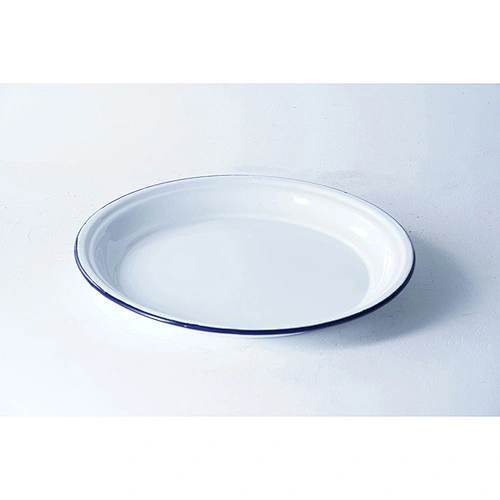 Accept custom logo big capacity classic household restaurant hotel round white carbon steel enamel plate dish
