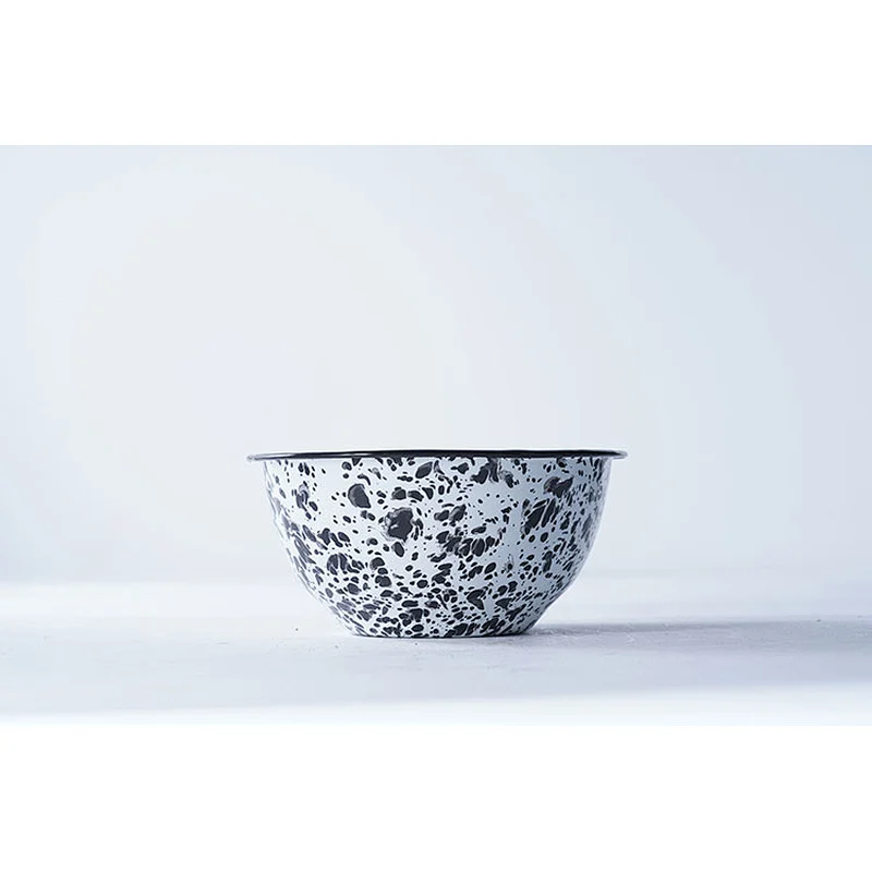 Wholesale OEM ODM good quality customized colorful pattern small carbon steel enamel metal storage bowl