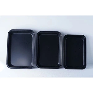 Wholesale black rectangular multiple sizes available carbon steel non stick coating bakeware nonstick pan cake tray baking set