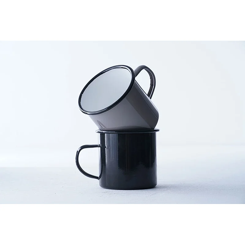 Professional high quality custom design multiple colors available no lid carbon steel enamel cup mug with handle