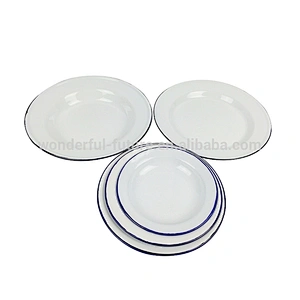 Unbreakable chinese dinner plate 18-30cm carbon steel enamel kitchen dishes