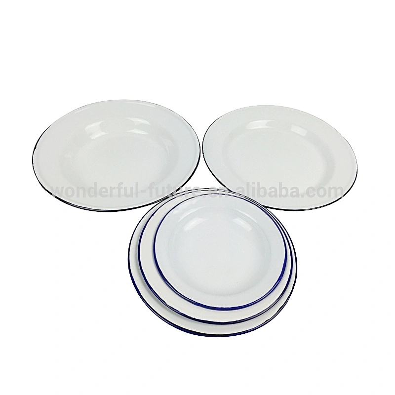 Unbreakable chinese dinner plate 18-30cm carbon steel enamel kitchen dishes