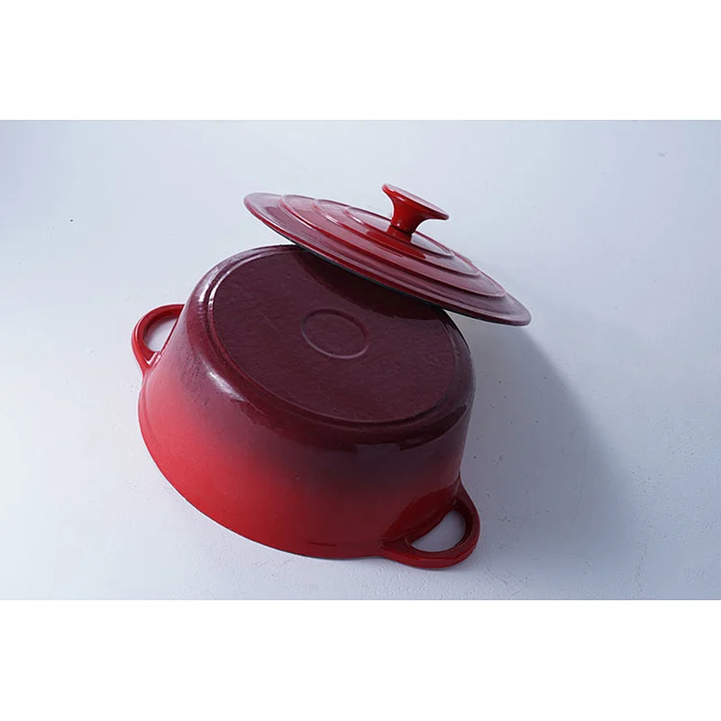 Professional kitchen cookware supplier classic design household red round cast iron enamel pot with lid for cooking