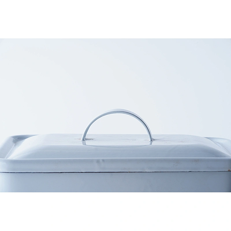 Hot sale OEM ODM multifunctional white rectangle large capacity carbon steel enamel water kettle with one side handle