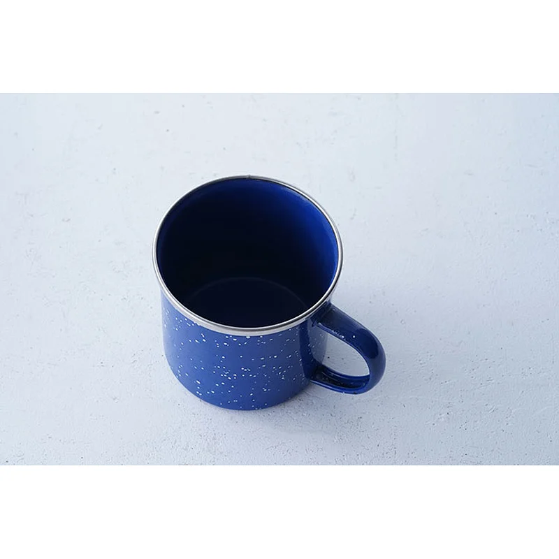 Hot sale office school home restaurant blue fashionable no lid carbon steel enamel coffee mug custom design
