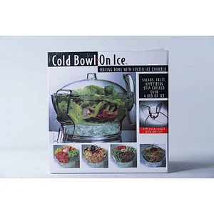 Multifunction transparent ice tray bottom dip cup center divided fruit salad ice cooler mixer bowl set with fork and spoon