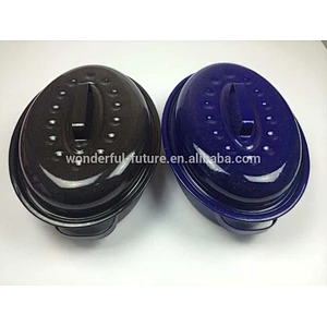 Enamel Coated pot,Enamel roasting Pan ,Enamel Round Roaster , round self basting roaster,Roast chicken machine,