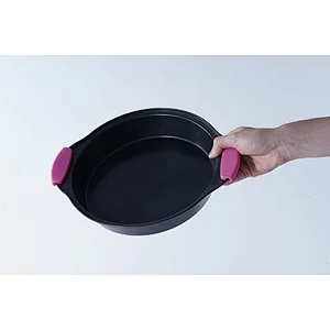 OEM ODM household small round hot carbon steel non stick coating cake tool baking mold pan with two side handles