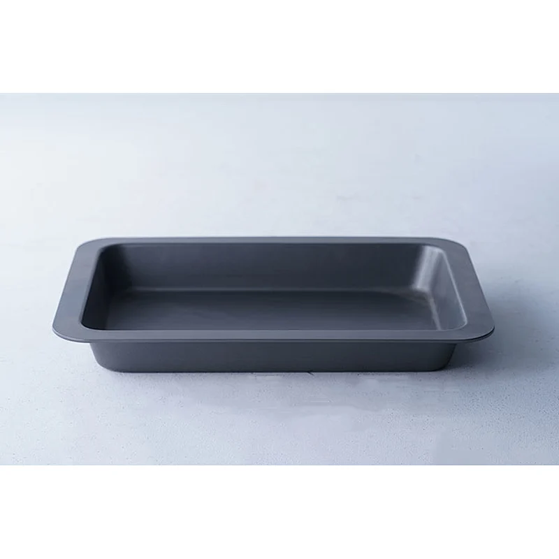 Wholesale cheap price flat bottom grey rectangular universal bakeware carbon steel non stick coating cake oven baking tray