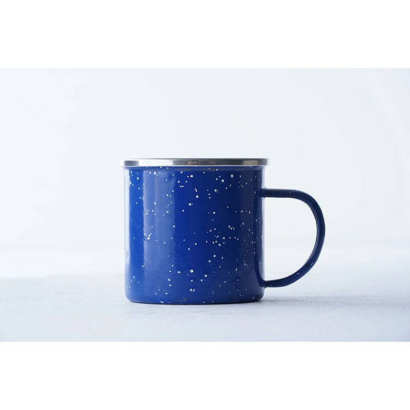 Hot sale office school home restaurant blue fashionable no lid carbon steel enamel coffee mug custom design