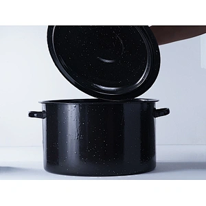 Wholesale amazon hot sale classic big capacity black round carbon steel enamel cookware cooking pot for restaurant