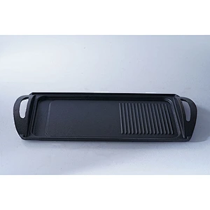 Wholesale rectangular black big capacity kitchen rectangular preseasond cast iron frying pan cookware with two side handle