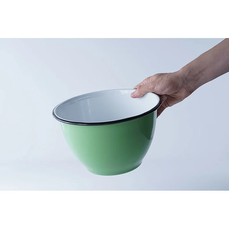 Hot sale OEM good quality durable customized design green round metal carbon steel enamel large capacity bowl