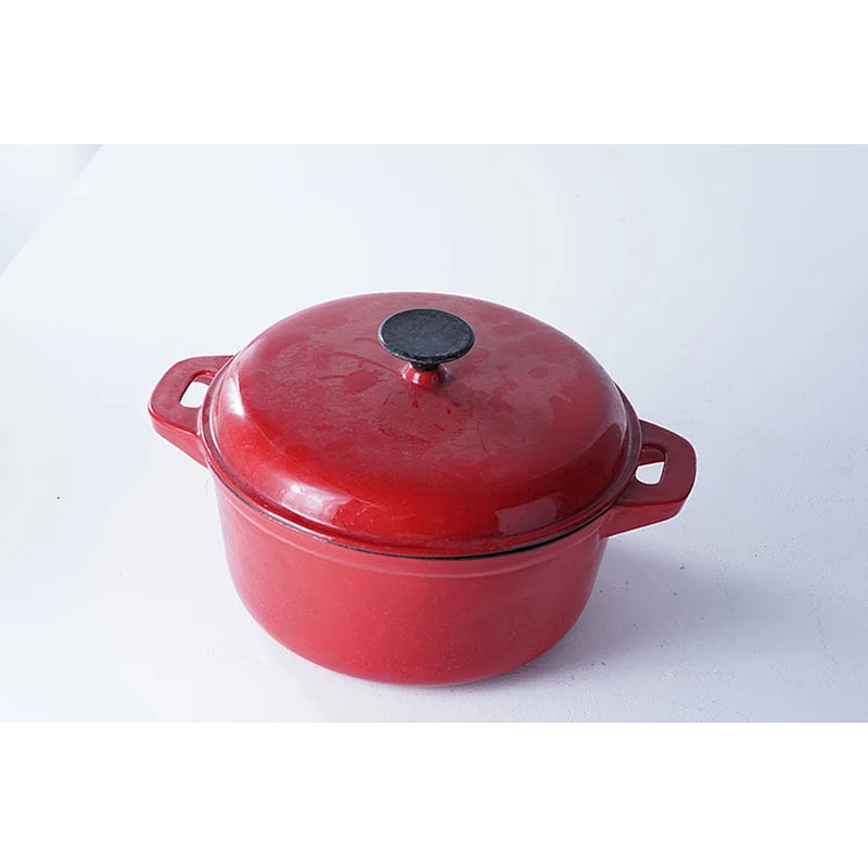 Wholesale good quality household hotel restaurant universal red round cast iron enamel soup pots for cooking