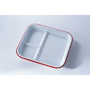 Household restaurant hotel school multifunction carbon steel enamel square kids divided dinner dishes plate white