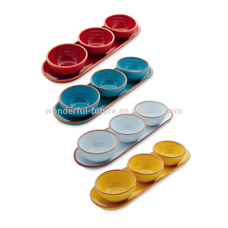 Chip & Dip Set,Ceramic bowl,Ceramic plate,Ceramic pan