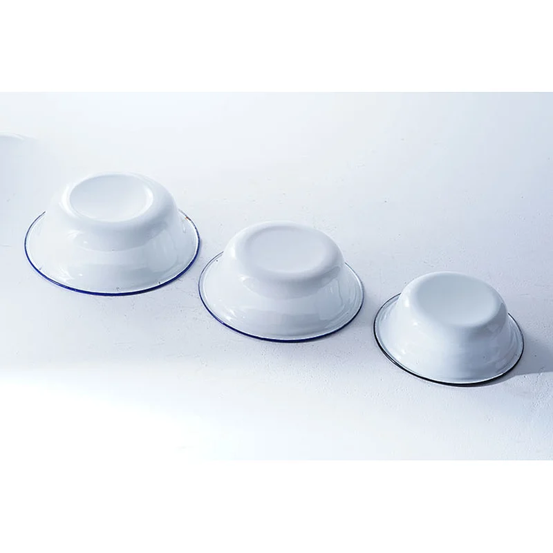 Good quality multiple sizes white classic design household carbon steel enamel storage bowl set
