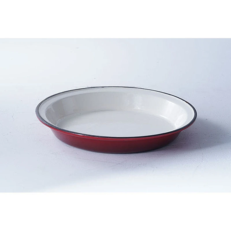 Professional tableware supplier OEM ODM red round lightweight heat resistant cast iron enamelled fry pan