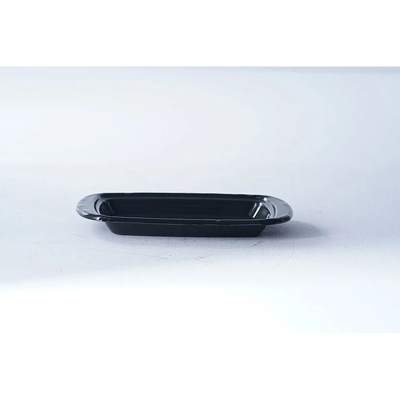 Hot sale accept customized brand durable household small black rectangular carbon steel enamel serving plate dishes
