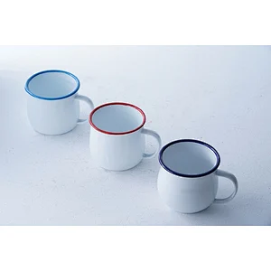Wholesale personalised colorful frame no lid carbon steel enamel tea coffee milk water cup with handle