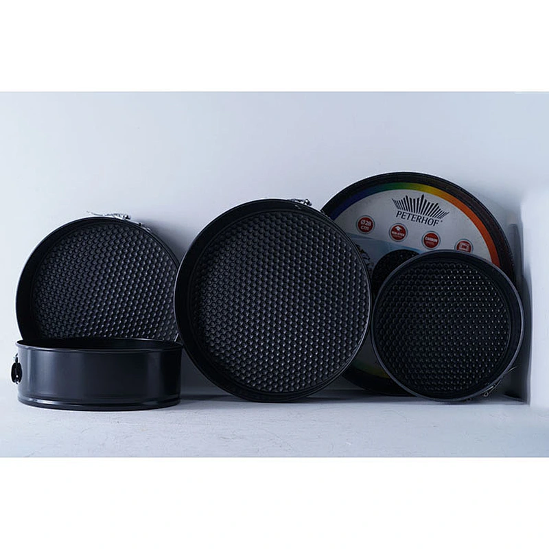 Hot sale black multiple sizes available professional carbon steel round shape cake mold non stick coating bakeware set