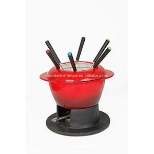 supply cast iron enamel stock pots Cast Iron Enamel Round Chafing Dish cast iron cheese fondue set