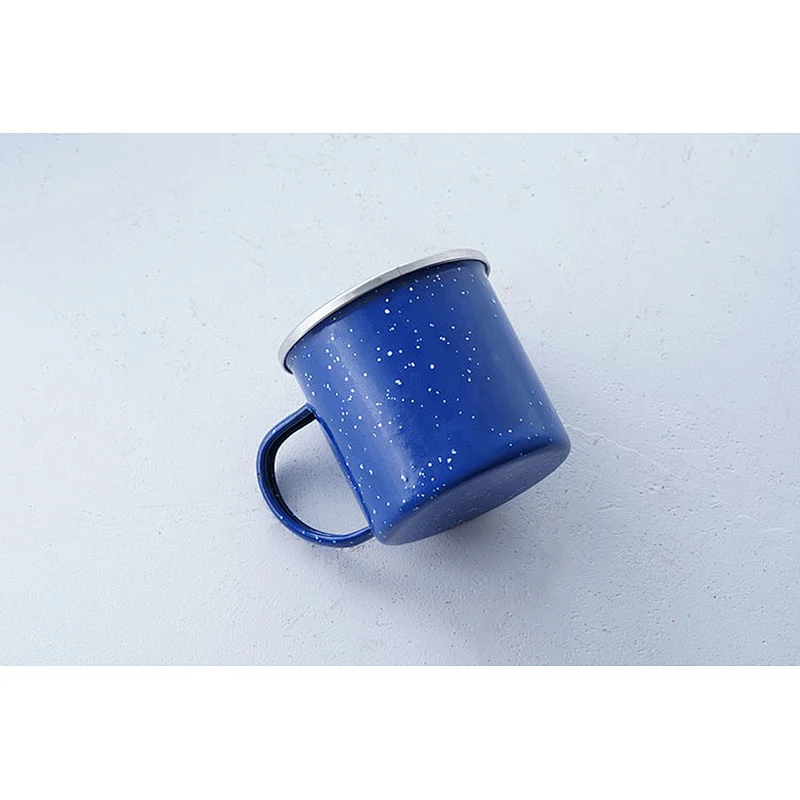 Hot sale office school home restaurant blue fashionable no lid carbon steel enamel coffee mug custom design