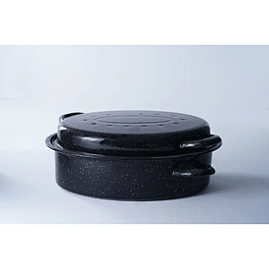 Good quality black kitchen carbon steel enamel roasting pans and pots cookware set for cooking