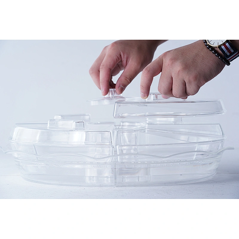 Hot sale household party decorative multifunction divided refrigerated chilled ice cream tray chiller tray refrigerator